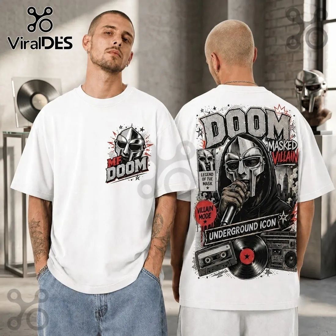 MF DOOM Masked Villain Hip Hop Black T-Shirt