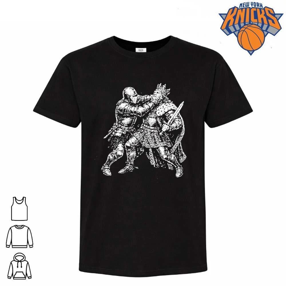 Medieval Knight Punching King Crown Sword Graphic Retro Art Shirt Unisex