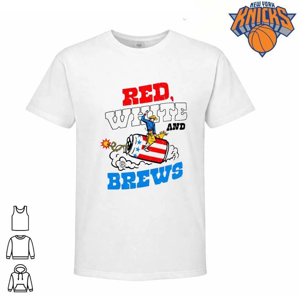 Red White and Brews Fourth of July Cowboy Beer Can Shirt Unisex