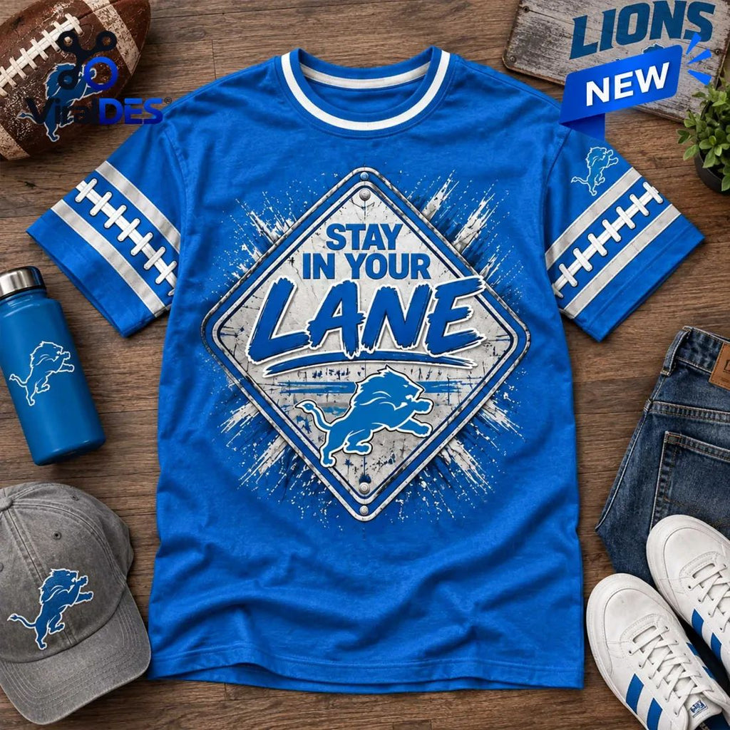 Detroit Lions Logo Football Street Sign T-Shirt