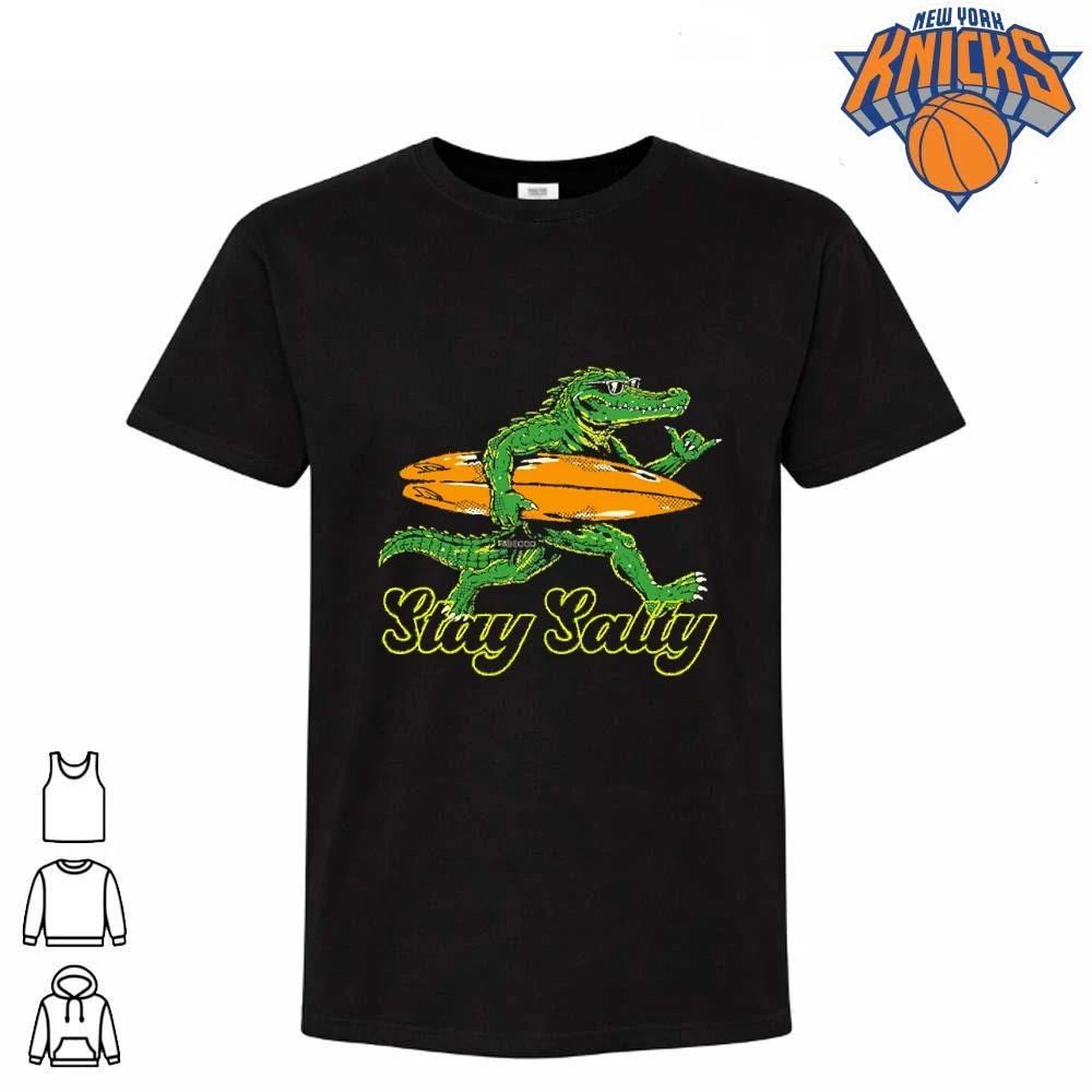 Stay Salty Retro Cartoon Crocodile Surfing With Surfboard Shirt Unisex