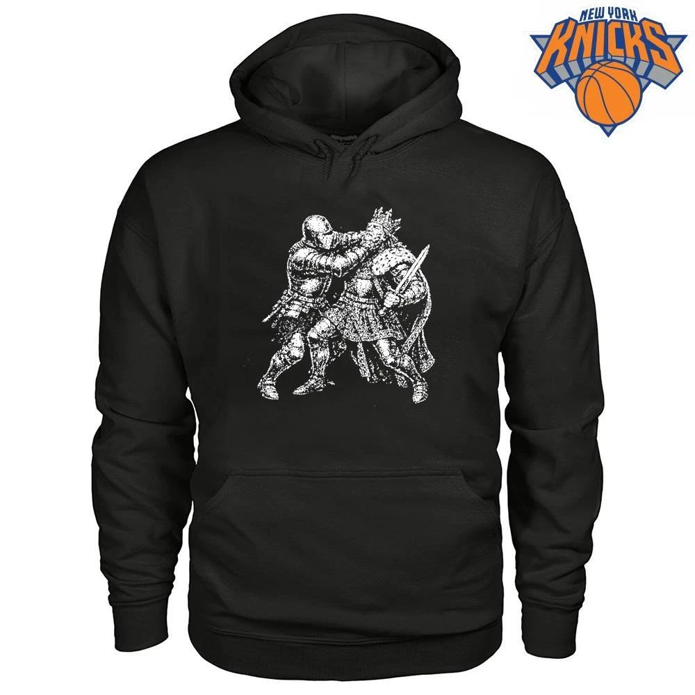 Medieval Knight Punching King Crown Sword Graphic Retro Art Shirt Unisex