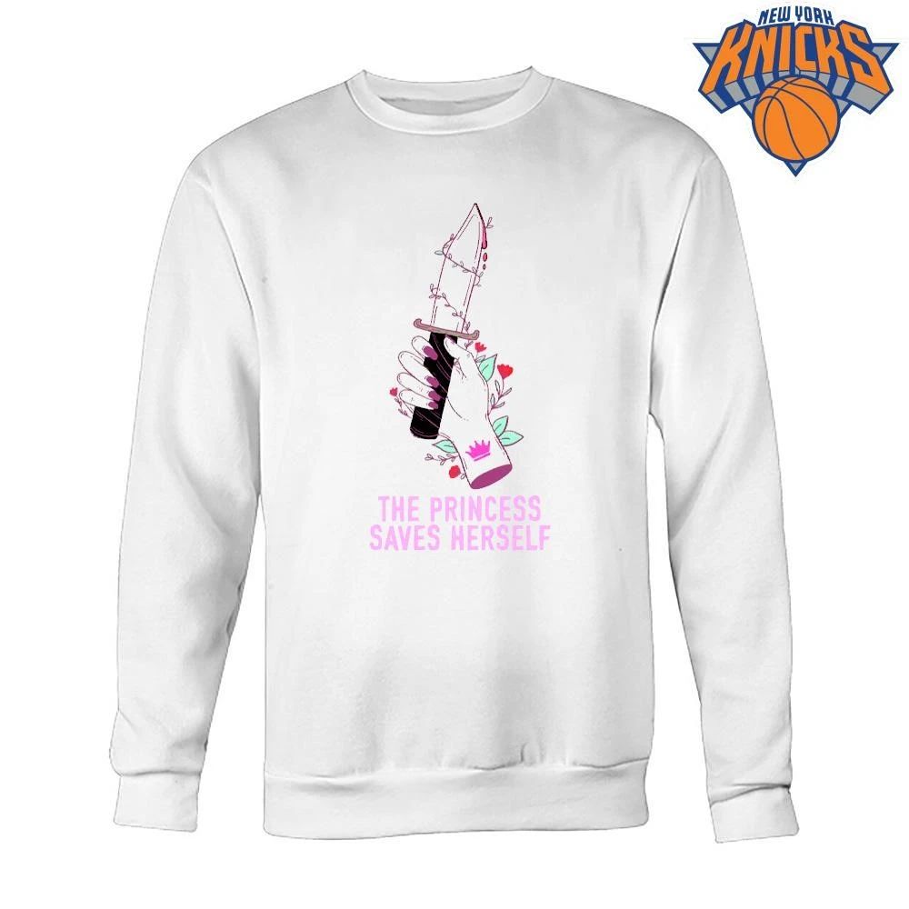 The Princess Saves Herself Aesthetic Bloody Knife Feminist Floral shirt Unisex