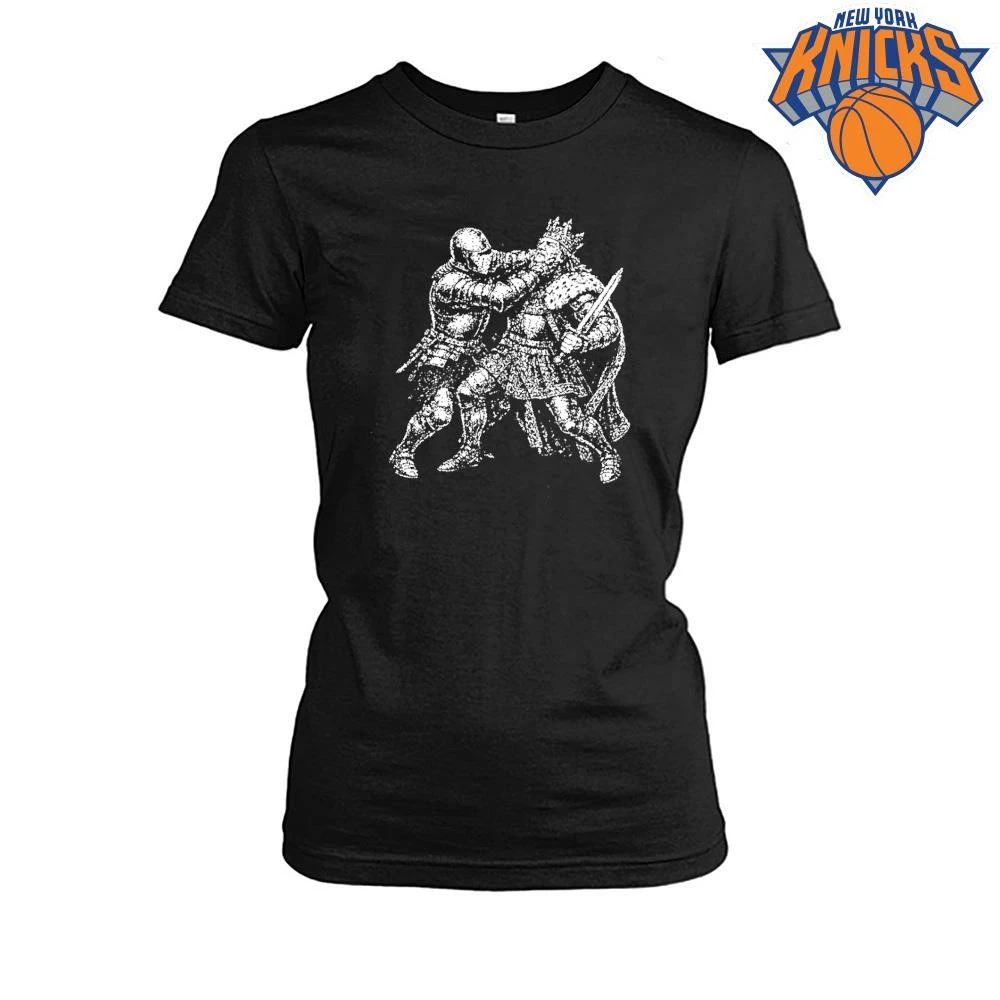 Medieval Knight Punching King Crown Sword Graphic Retro Art Shirt Unisex