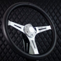 15″ Chrome Empire – Black Leather (6 Hole)