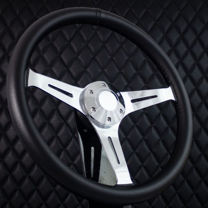 15″ Chrome Empire – Black Leather (6 Hole)