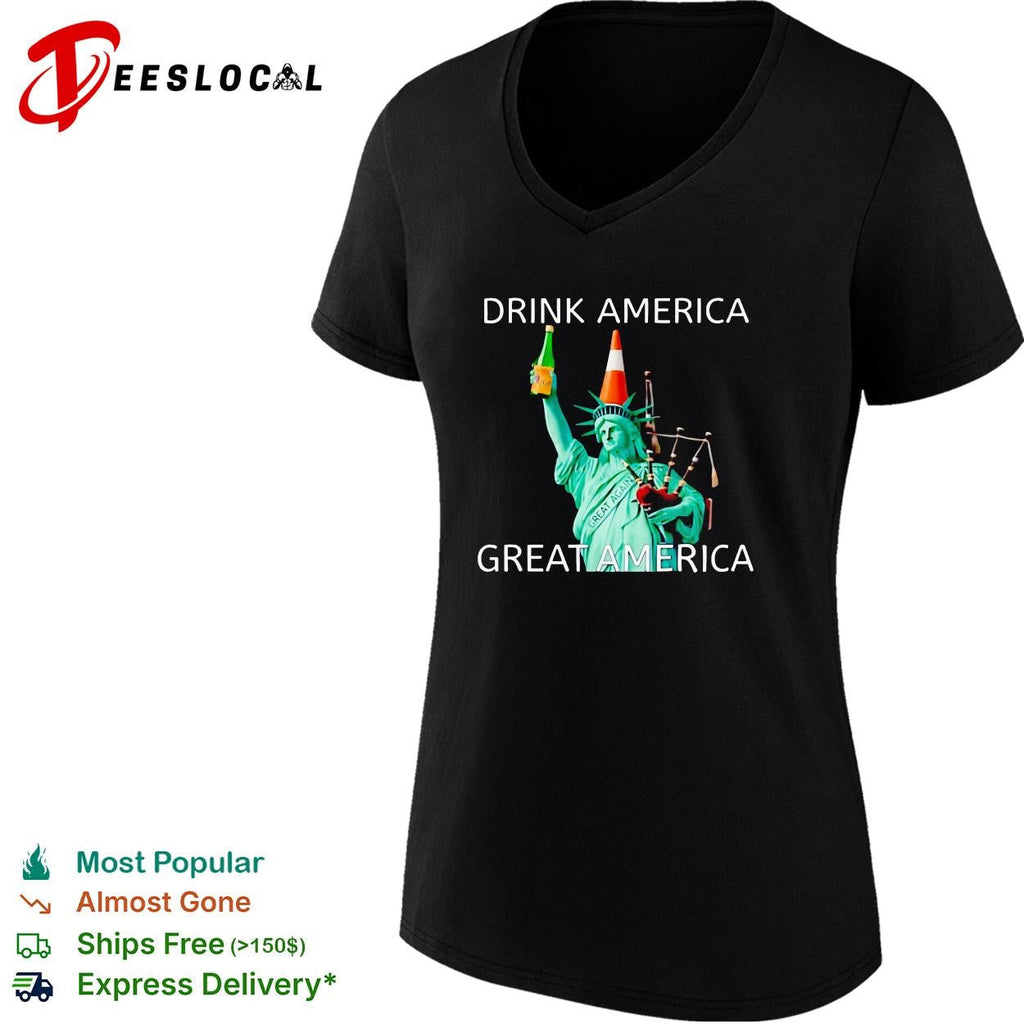Drink America great America Statue of Liberty traffic cone funny graphic shirt Unisex