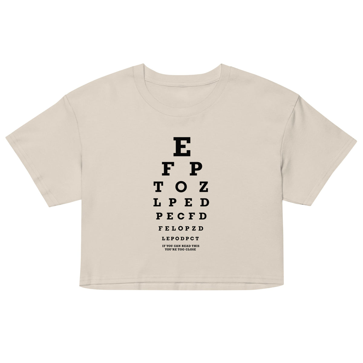 Too Close Eye Chart Women's Crop Tee